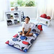 This Easy Care Floor Pillow Cover With A Fun Basketball Motif Comes In 2 Different Sizes Queen And King P Portable Toddler Bed Floor Pillows Diy Floor Pillows