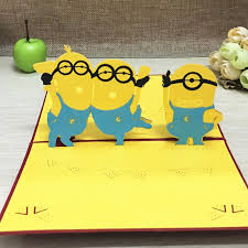 I am sure the kids would get a kick out of that. 1pcs Sample Minions Postcard Greeting Gift Cards Kraft Kirigami 3d Handmade Pop Up Laser Cut With Envelope Kids Birthday Gifts Kirigami 3d Gift Cardgift Cards Kraft Aliexpress