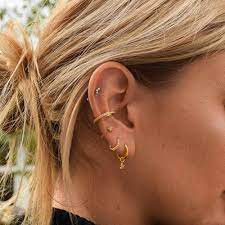 Mystic Jewelled Huggies In Gold Astrid Miyu Pretty Ear Piercings Cool Ear Piercings Ear Piercings