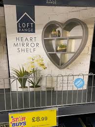 Wall mounted home bargains mirrors. Loft Heart Shaped Mirror Shelf Back At Home Bargains Money Saver Online