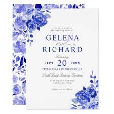 Royal Blue White Watercolor Blue Floral Wedding Invitation Zazzle Com Floral Wedding Invitations Wedding Invitations Floral Wedding