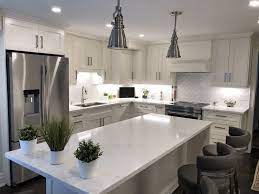 Bright White Transitional Kitchen Interior Design Kitchen Shaker Style Kitchen Cabinets Farmhouse Kitchen Design