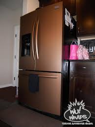 Black And Copper Kitchen Appliances Fridge Stove Mircowave Dishwasher Wrapped In 3m Di Noc Me380 Brushed Copper Viny Copper Kitchen Appliances Copper Kitchen Cooking Appliances Kitchen Gadgets