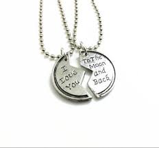 2pcs Couples Necklace Set I Love You To The Moon Back Pendant Ball Chain Couple Necklaces Chain Necklace Styles Delicate Necklace