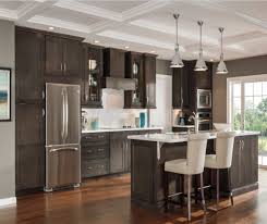 Interior of luxurious modern kitchen and oak grey cabinets. Dark Gray Kitchen Cabinets Aristokraft