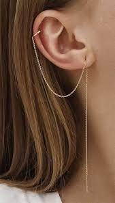Cute Chain Ear Piercing Jewelry Ideas Unique Earring Ideas For Women Unique Earrings Earings Piercings Ear Piercings