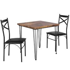 These tables are perfect for casual dining and create a feeling of dining out at bar except you can designed for homes with formal dining rooms this style kitchen table and chairs was definitely created for casual family dining. Vecelo Dining Table Chair Set 2 Breakfast Bar Set Industrial Style With Chair For Kitchen Dinette Brown Buy Online In Bahamas At Bahamas Desertcart Com Productid 216442406