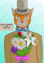 He is a (living) statue of an anthropomorphic cat who is fully dressed and owns the cat bureau. Baron Humbert Von Gikkingen Drawwwing Illustrations Art Street