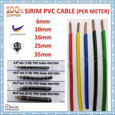 Harga kabel nyy supreme (meter dan roll). 1 Meter Sirim 6mm 10mm 16mm 25mm 35mm Pvc Cable Lazada