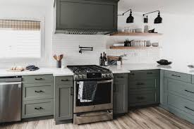 Modern Olive Green Kitchen Before After Lemon Thistle In 2020 Kitchen Remodel Green Kitchen Interior Design Kitchen Small