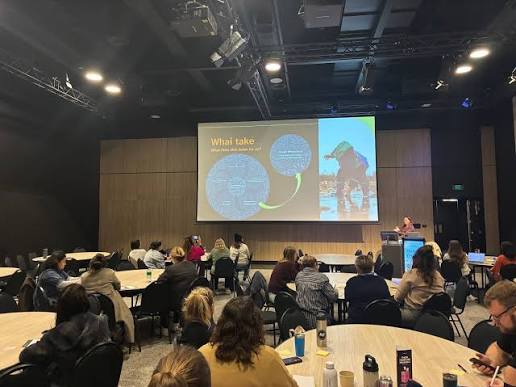 NZTC Lecturer Krystal Taiapa presents “Ako takiwā: Exploring place-based  education” at the ECC Conference 2026, sharing how meaningful place-based  learning can be found in everyday experiences.✍🏾💜✨