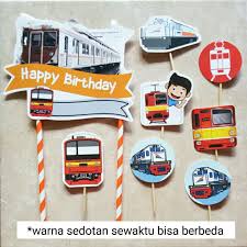 Roti tawar tanpa kulit•selai rasa coklat kacang bisa pake butter cream•coklat chacha•coklat batangan•piring•pisau. Topper Toper Hiasan Kue Cake Ulang Tahun Happy Birthday Karakter Kereta Api Krl Lazada Indonesia