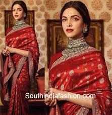 Deepika Padukone In A Red Sabyasachi Saree Sabyasachi Sarees Deepika Padukone Saree Saree Look