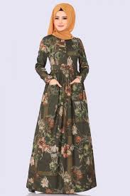 Modaselvim Elbise Cicek Baskili Cepli Elbise 2138ms212 Haki Dresses High Neck Dress Victorian Dress
