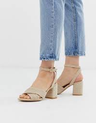 Stradivarius Raffia Cross Strap Sandals In Beige Asos Dressy Sandals Gold High Heel Sandals Bling Shoes