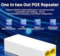 ‫HORACO 2 منفذ POE مكرر 10/100Mbps 1 إلى 2 PoE موسع مع ...‬‎