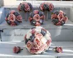 There's something about a pink bridal bouquet that really anchors a pink color palette or accent color on the keep reading to see a gallery of 20 beautiful pink wedding bouquets in every shade, style, and size. Dusty Rose Grey And Ivory Wedding Bouquet Wedding Flowers Etsy