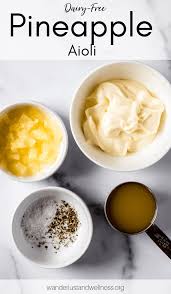This Dairy Free Pineapple Is A Sweeter Aioli Sauce Made With Just Dairy Free Mayo Fresh Crushed Pineapple Pineapple Juice An Aioli Aioli Recipe Aioli Sauce