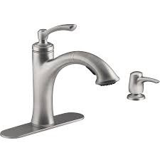 Remove the diverter for the symbol freestanding faucet. Kohler Elliston Chrome One Handle Bar And Prep Kitchen Faucet With Soap Dispenser Lowe S Canada