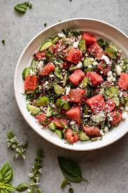 This Watermelon Feta Salad Has Fresh Basil Cucumber Mint And An Easy And Delicious Light A Watermelon Feta Salad Watermelon And Feta Summer Recipes Dinner