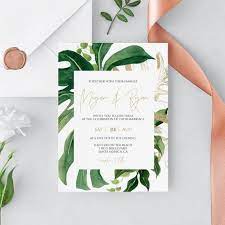 Square Wedding Invitation Tropical Wedding Invitation Etsy Square Wedding Invitations Palm Tree Wedding Invitations Watercolor Floral Wedding Invitations