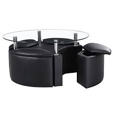 Savings spotlights · everyday low prices · curbside pickup Luxury Faux Leather Coffee Table With Four Storage Stools In Chrome Buy Coffee Tables Online Discount Coffee Tables Uk