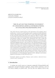 Position paper sample word analysis questionnaire example template. Pdf The Place Of The Purpose Statement In Linguistics Article Introductions An English Polish Perspective