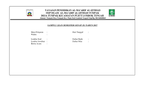 Setelah seluruh peserta uasbn selesai mengisi identitas, pengawas ruang uasbn membuka amplop soal, memeriksa kelengkapan bahan ujian, dan meyakinkan bahwa amplop tersebut dalam keadaan baik dan tertutup rapat (disegel). Cover Amplop Ujian Semester