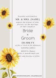 Sunflower Wedding Invitation Templates Editable With Microso Sunflower Wedding Invitation Template Sunflower Wedding Invitations Wedding Invitation Templates