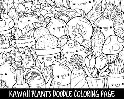 Kirakira Coloring Book Kawaii Doodle Coloring Book Etsy Cute Coloring Pages Doodle Coloring Plant Doodle