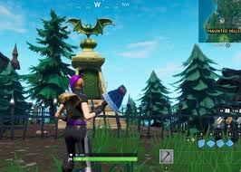 Fortnite Dance In Front Of A Bat Statue In A Way Above Ground Pool And On A Seat For Giants Vg247