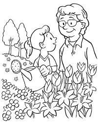 An Illustration Of A Grandmother And Her Granddaughter Watering Flowers With A Watering Can In 2020 Coloring Pages Family Coloring Pages Bible Coloring Pages