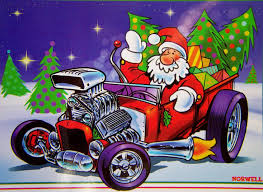 Santa Claus In A Hot Rod Here Is Another Great Norwell Piece For Christmas As Well As A Model Cool Car Drawings Hot Rod Christmas Cards Automotive Artwork