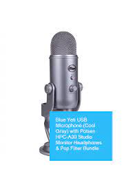 Blue Yeti Usb Microphone Cool Gray With Polsen Hpc A30 Studio Monitor Headphones Pop Filter Bundle Usb Microphone Blue Yeti Usb Microphone Microphone