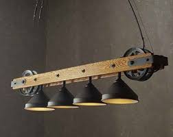 The Farmhouse Mason Jar Pendant Light With Pulley Wheel And Etsy In 2020 Pool Table Lighting Pool Table Rustic Industrial Lighting