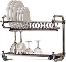 Amazon Com Kitchen Hardware Collection 2 Tier Dish Drying Rack Stainless Steel Wall Mounted Or Stand On Countertop Draining Rack 19 3 Inch Length 16 Dish Slots Organizer With Drainboard For Cup Plate Bowl If you're still in two minds about dish rack wall mount and are thinking about choosing a similar product, aliexpress is a great place to compare prices and sellers. kitchen hardware collection 2 tier dish