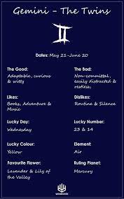 The Twins Gemini Lucky Color Gemini Lover Zodiac Signs Gemini