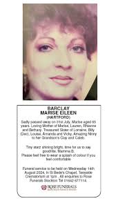 🌹Family announcement for the late Marise Eileen Barclay 🕯️