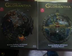 The new guide to glorantha is anything but abbreviated: Guide To Glorantha Two Volume Hard Cover Set Signed 1795476135