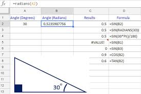 Find The Sine Cosine And Tangent In Google Spreadsheets