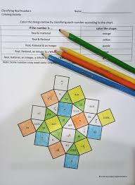 This Is A One Sided Practice Page Over Classifying Real Numbers The Student Is Given A Coloring Chart And A L Real Numbers Real Number System Color Activities