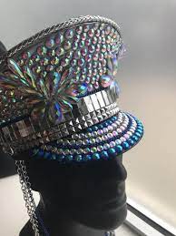 Burning Man Hat Captain Hat Festival Hat Desert Hearts Festival Fashion Mens Hat Womens Hat Light Up Custom Burner Hat Playa In 2021 Rave Hats Festival Hat Burning Man Hat