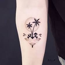 51 New Ideas Coconut Tree Tattoo Design In 2020 Palm Tree Tattoo Island Tattoo Geometric Tattoo Tree