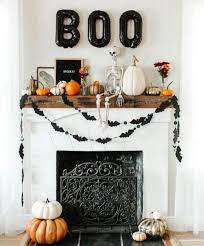 Farmhouse Halloween Decor Love This Halloween Mantle By Hayley Sheldon Halloween Mantel Halloween House Fall Halloween Decor
