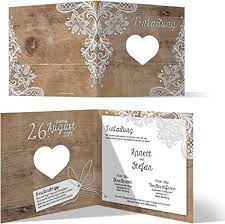 Lasergeschnittene Hochzeit Einladungskarten (20 Stück) - Rustikal mit  weißer Spitze - Hochzeitskarten : Amazon.de: Bürobedarf & Schreibwaren