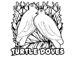 Two turtle doves sit on the branches of a dry tree. 2 Turtle Doves Coloring Page