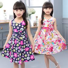 Click To Buy New Summer Girls Cute Dress Floral Print Dress With Bow For Girl Kids Sleeveless Pr Dress For Girl Child Girls Dresses Summer Girls Dresses