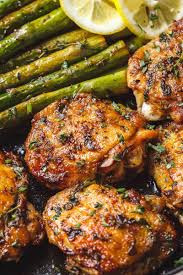 Buttery Garlic Herb Chicken With Asparagus Chicken Thights Recipes Garlic Herb Chicken Chicken Recipes