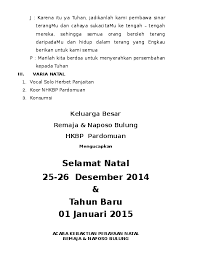 Beritakanlah kepada putri sion bahwa sesungguhnya, keselamatanmu telah datang. Doc Tertib Acara Natal Nhkbp 2014 Benar Ria Ervianna Academia Edu