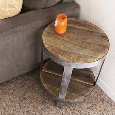 Bi Level Round Industrial Side Table Coffee Table Wood Side Table Wood Wood Table Diy